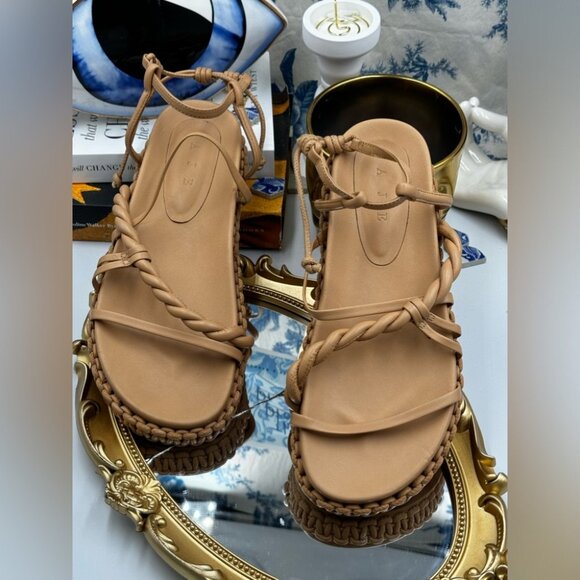 🆕 AJE 🧿 NWOT Tryphena Platform Twist Sandal, Beige - SIZE 38 - Picture 12 of 16